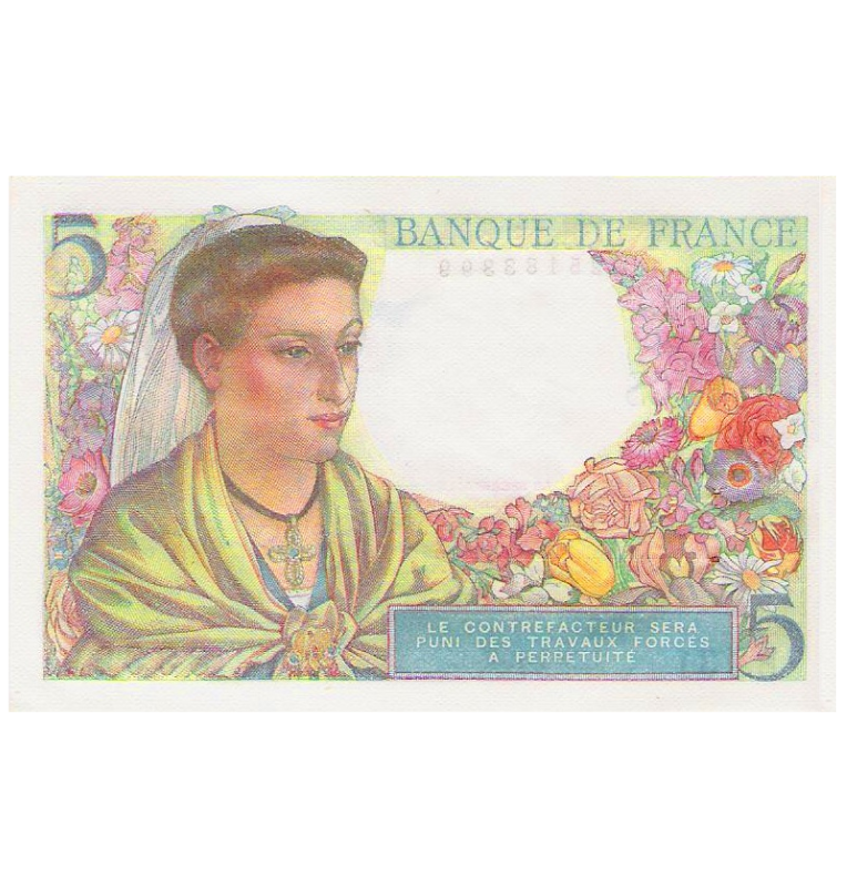 Francia 5 Francos 1945 Pick 98 NO UNC